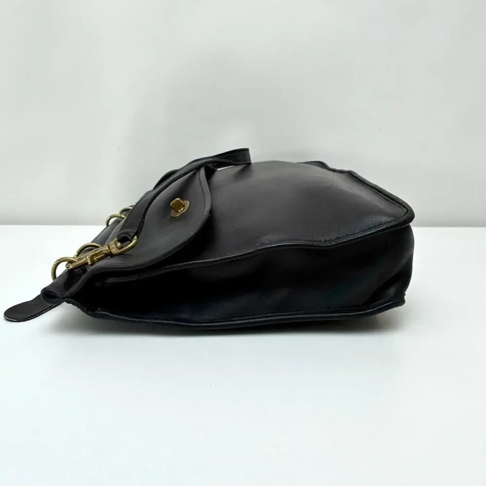 Vintage Laura USA Black Leather Satchel with Shoulder Strap - Laptop Bag - Picture 4 of 13
